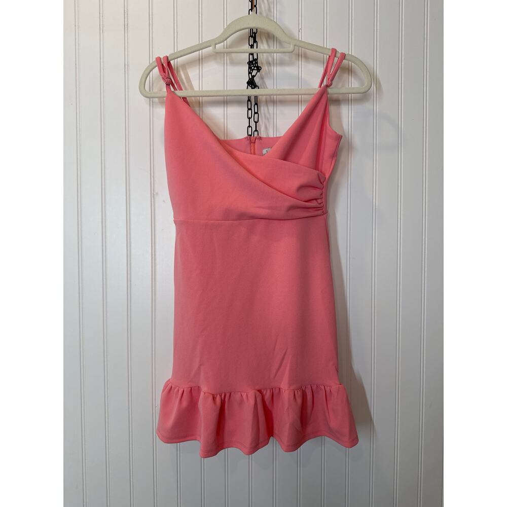 Lulus Impeccable Essence Pink Surplice Tiered Mini Dress Party Cocktail Size XS - Picture 3 of 5